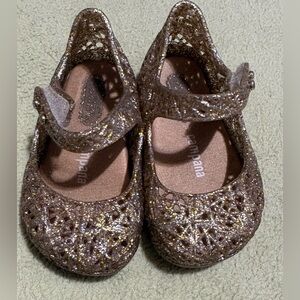 Mini Melissa Glitter Dress Shoes - Brown and Gold